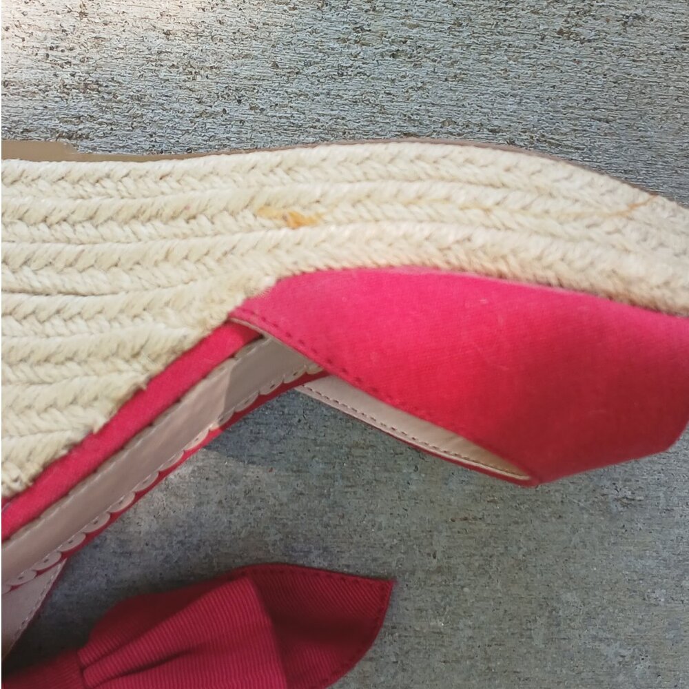 Shoedazzle Madison Red Ankle Strap Wedge Platform Sandals Shoes with a Bow NIB - Picture 7 of 7